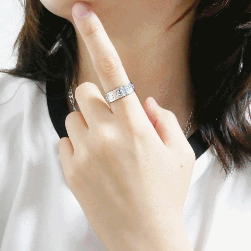 유기견 후원 볼드 스마일즈 오픈 반지 써지컬 여자 남자 학생 커플 우정 유기묘 기부
